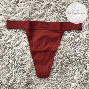 Skims Cotton Rib Thong in Sangria M